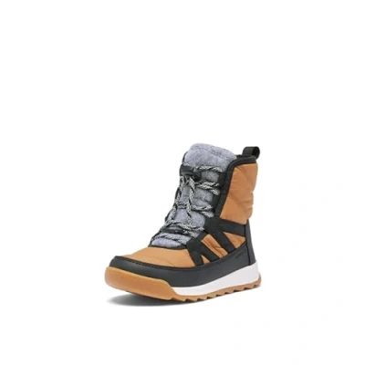 Image of Sorel Youth Whitney II PLUS LACE WP Unisex Laceup ankle boots for kids, Size: 13K, Elk/black Textile/synthetics