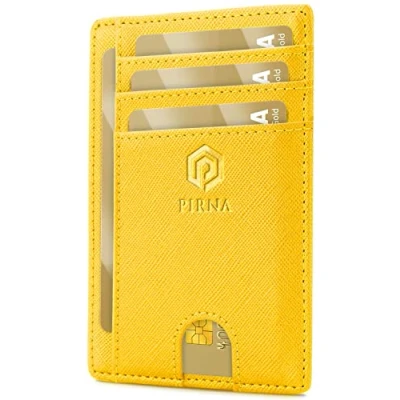 Image of Slim Wallet for Women RFID Blocking Small Credit Card Holder Thin with Money Pocket &amp; Gift Box (Yellow)