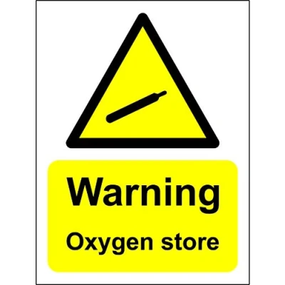 Image of Warning oxygen store Safety sign 3mm Aluminium 300mm x 200mm