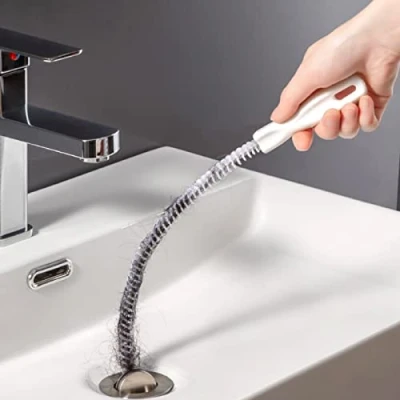 Image of Ungfu Mall 45cm Flexible Sink Cleaning Brush Waterpipe Drain Dredge Tool Bath plug long hair Cleaner Overflow Unblocker Stick
