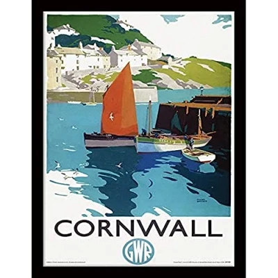 Image of National Railway Museum FP11729P PL Cornwall (Boats) Framed 30 x 40cm Print, MDF, Multi Colour, 42 32 2.4 cm