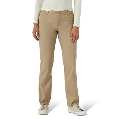 Image of Lee Women&#039;s Wrinkle Free Relaxed Fit Straight Leg Pant, Flax, 12 Long
