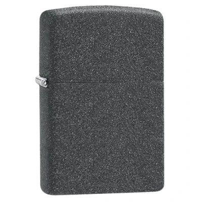 Image of Zippo Windproof Lighter Classic Model Iron Stone Finish Refillable for Lifetime Use Adjustable Flame Gift Box Metal Construction Made in USA