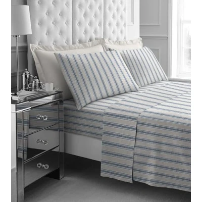 Image of GC GAVENO CAVAILIA 100% Brushed Cotton Fitted Sheets, Flat Sheet &amp; Pillowcases 4 Piece Flannelette Bedding Double Bed Sheets Warm, Easy Care, Thermal Flannel Easycare Wrinkle Resistant