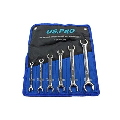 Image of US PRO 6 Piece Metric Point Flare Nut Spanner Wrench Set 8 24mm 2046