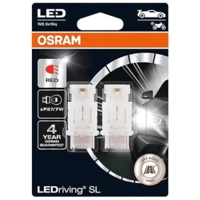 Image of OSRAM LEDriving® SL, ≜ P27/7W, Red, LED signal lamps, Off road only, non ECE, Double Blister