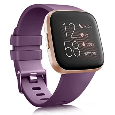 Image of Zoye Silicone Straps Compatible with Fitbit Versa 2 Strap/ Strap/Versa Lite SE Strap, Classic Soft Replacement Sport Wristbands Accessories for Women Men (Z Purple, L 7.1inch 8.7inch)
