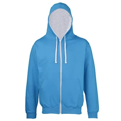 Image of AWDis Men&#039;s Varsity Zoodie Hoodie, Multicoloured (Sapphire Blue/Heather Grey), Medium