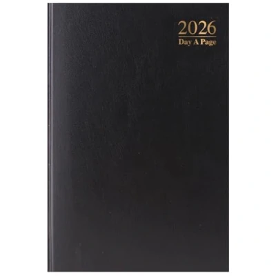 Image of 2025 A4 Day a Page Diary Full Year Hardback Casebound Planner for Home Office School &amp; Work (Black)