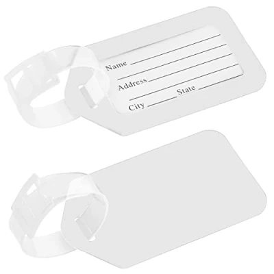 Image of mumbi Plastic Luggage Tag with Name Tag/Address Set of 2 White