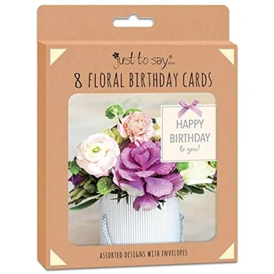 Image of 8 Floral Assorted Birthday Cards Box