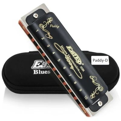 Image of East top 10 Holes 20 Tones 008K Blues Professional Diatonic Harmonica key of Paddy D, for Adults, Player and Students