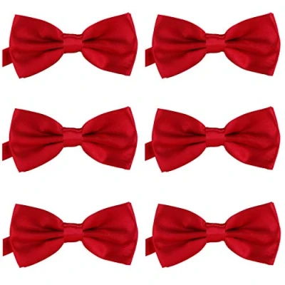 Image of DonDon Set of 6 Men’s bow tie 4.72 x 2.36 12 cm already tied and completely adjustable Red Cherry