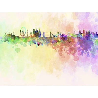 Image of Wee Blue Coo MP PAINTING ABSTRACT CITYSCAPE LONDON ENGLAND SKYLINE PAINT SPLASH 18x24 INCH ART POSTER PRINT PICTURE LV6592