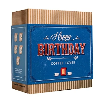 Image of Gourmet Birthday Coffee Gift Set for Men &amp; Women 7 of The World&#039;s Finest Single Estate Specialty Organic Coffees Brew Enjoy Anytime, Anywhere Hamper Style Letterbox Idea Him Her