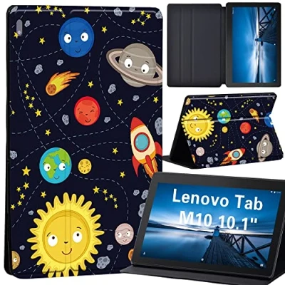 Image of Cartoon Case for Lenovo Tab M10 TB X605F/ X605L/ X505F/ X505L Leather Tri Fold Stand Cover 10.1 Inch Tablet (universal planet)