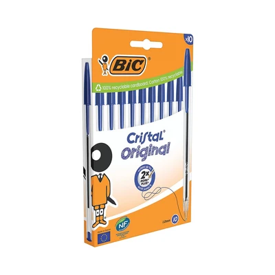 Image of Bic Cristal Original Ballpoint Pens Medium Tip (1 mm) Blue, Box of 10
