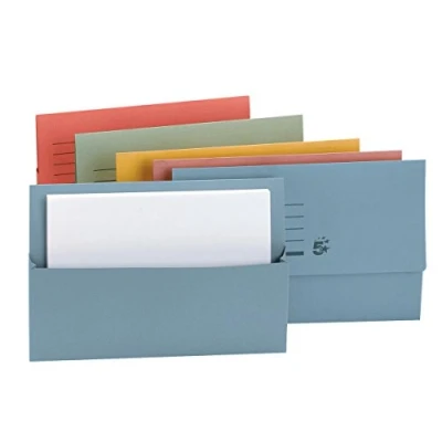 Image of 5 Star Office Document Wallet Half Flap 250gsm Capacity 32mm Foolscap Assorted (Pack 50)