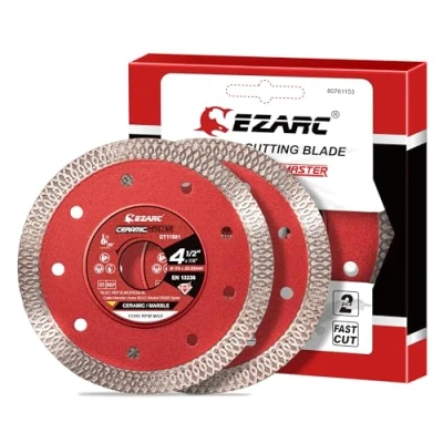 Image of EZARC 115mm Diamond Cutting Discs, Wheel for Porcelain, Super Thin Fast Saw Accessory Angle Grinder, Granite, Marble, Tiles and Ceramics (2 Pack)