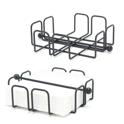 Image of simplywire Pack of 2 Napkin/Serviette Holder with Weighted Bar Black