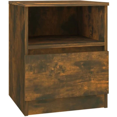 Image of vidaXL Bedside Cabinet Smoked Oak 40x40x50 cm Engineered Wood