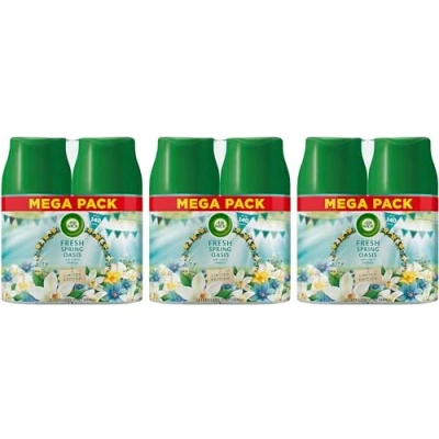 Image of Air Wick Fresh Spring OasisAutomatic Freshener Freshmatic Auto Spray Twin refill 250ml Pack of 6 (3 Packs) Lasts Upto 70 days per