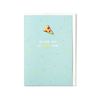 Image of Hotchpotch Om Nom It&#039;s Pizza Time Card with Enamel Pin Badge Greetings