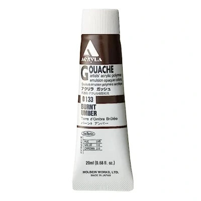 Image of Holbein Acryla Designer Gouache Burnt Umber 20ml tube