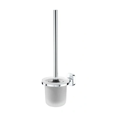 Image of Tiger Ramos Toilet Brush and Holder, Zamac, Chrome, 11 x 37.7 13.5 cm