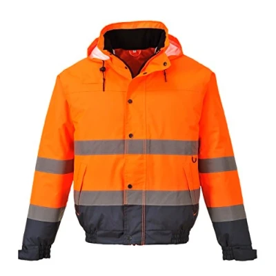 Image of Portwest Hi Vis Two Tone Bomber Jacket, Size: L, Colour: Orange/Navy, S266ONRL