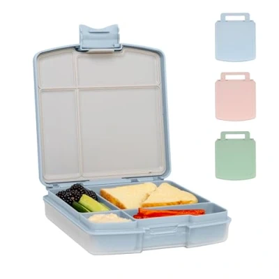 Image of Ubbi Bento Box for Kids, BPA Free, Leakproof, Dishwasher Safe, Food Safe Material, Toddler and Kids Travel Lunch Containers, 4 Compartments, Cloudy Blue