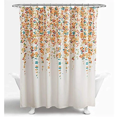 Image of Lush Decor Weeping Flower Shower Curtain, 72&quot; x 72&quot;, Turquoise