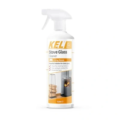 Image of KEL Stove Glass Cleaner Spray, Dissolves Soot, Grease &amp; Tar, Maintains Oven Doors, Fireplaces Hearths, Removes Residue Effectively 1 Litre