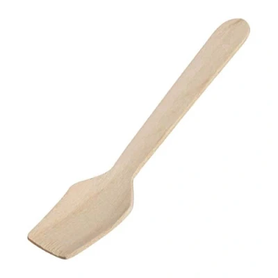 Image of Fiesta Compostable Biodegradable Disposable Wooden Ice Cream Dessert Spoons 96mm x 3 3/4 inch Pack of 100 DK399