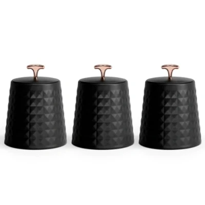 Image of EHC Tea Sugar Coffee Canisters Set, Kitchen Storage Jars with Lids Airtight, Containers Set of 3, Black