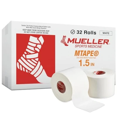 Image of Mueller Mtape, Zinc Oxide Tape 3.8cm x 13.7m, White 32 Rolls