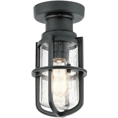 Image of Suri Outdoor 1 Light Porch , Pedestal Lantern, Textured Black, IP44, E27