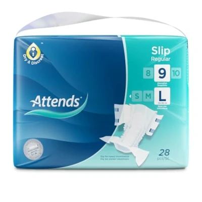 Image of Attends Regular 9L Disposable Briefs for Heavy Incontinence, Size L, Pack of 28