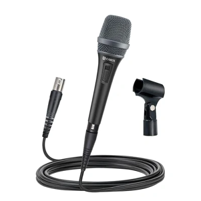 Image of CAROL AC 900S Dynamic Vocal Microphone with Supercardioid, ON/OFF Switch, for Singing, Live Stage, Studio Recording, Streaming, w/ 14.8ft Detachable XLR to and Mic Clip (Black)
