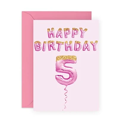 Image of Central 23 5th Birthday Card Girl 5 Year Old Girls Cards Granddaughter Fifth Bday Comes With Fun Stickers Made In The UK