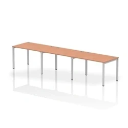 Image of Impulse Bench Single Row 3 Person 1200 Silver Frame Desk Beech