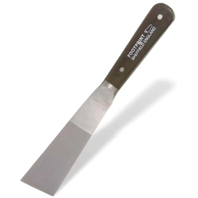 Image of Footprint Clipt Point Putty Knife 4.5/115mm Hardened and Tempered Spring Steel Decorators Tool. Full Tang, Triple Rivet Hardwood Handle for Mixing, Filling Scraping.