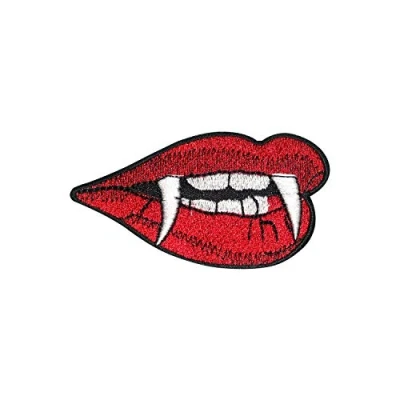 Image of Devil Lips Vampire Iron On Patch Sew Embroidered Patch/Badge for Clothes Shirts Jeans etc