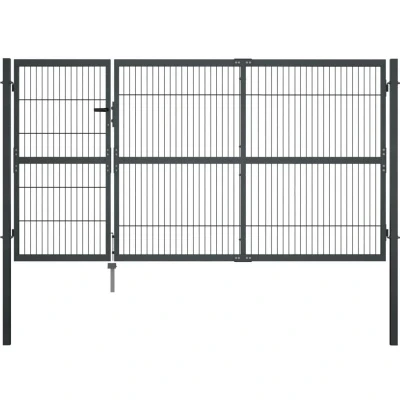 Image of vidaXL Garden Gate with Posts Steel 350x140 cm Anthracite