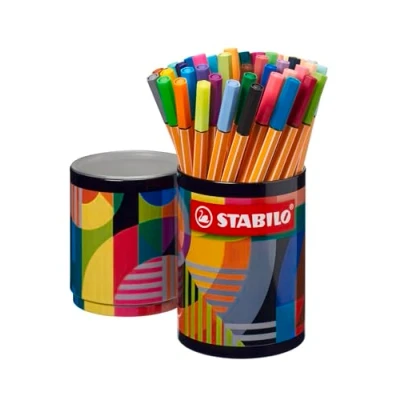 Image of Fineliner STABILO point 88 ARTY Tin of 45 Assorted Colours