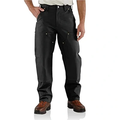 Image of Carhartt Men&#039;s Loose Fit Firm Duck Double Front Utility Work Pant, Black, 46W / 32L