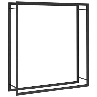Image of vidaXL Firewood Rack, Steel Construction, Matt Black, Weather Resistant, Ample Log Storage, Prevents Wood Decay, Easy Assembly, Ideal for Fireplaces and Burners