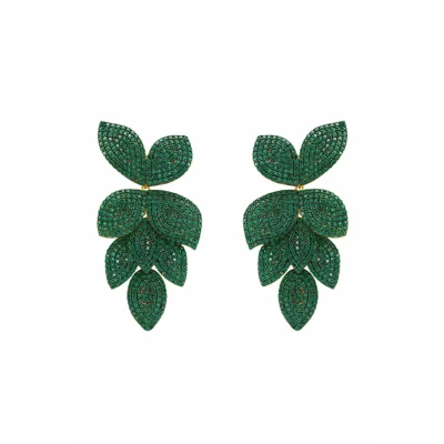 Image of Latelita Petal Cascading Flower Earrings, Women&#039;s, Size: One Size, Green