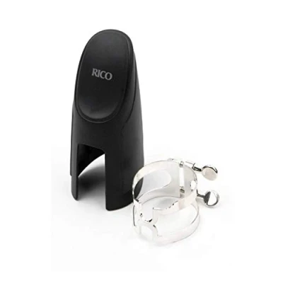 Image of Rico Silver Plated H Ligature and Cap for Bass Clarinets with Selmer Style Mouthpiece