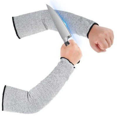 Image of Foppla Cut Resistant Sleeves,Level 5 Arm Protection Sleeves, Anti Guard Bracers Protector Forearm Wrist Protector,Work Sleeve for Garden Kitchen Work (45cm straight through)